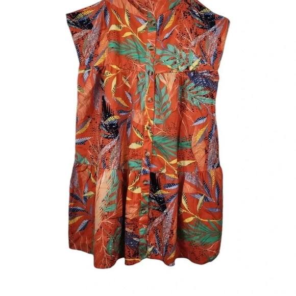 Beachlunchlounge Tropical Mini Dress Braided Straps Colorful Button Front XXL - Picture 8 of 14